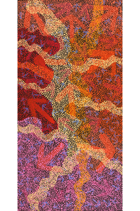 Aboriginal Artwork by Margaret Nangala Gallagher, Yankirri Jukurrpa (Emu Dreaming), 122x61cm