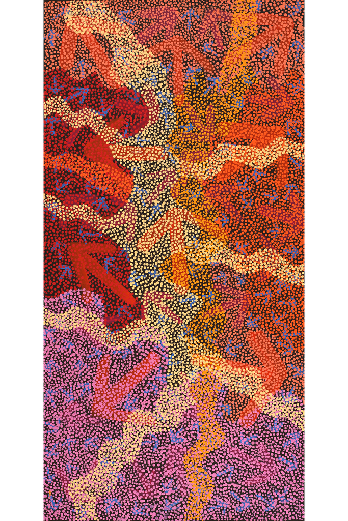 Aboriginal Art by Margaret Nangala Gallagher, Yankirri Jukurrpa (Emu Dreaming), 122x61cm - ART ARK®