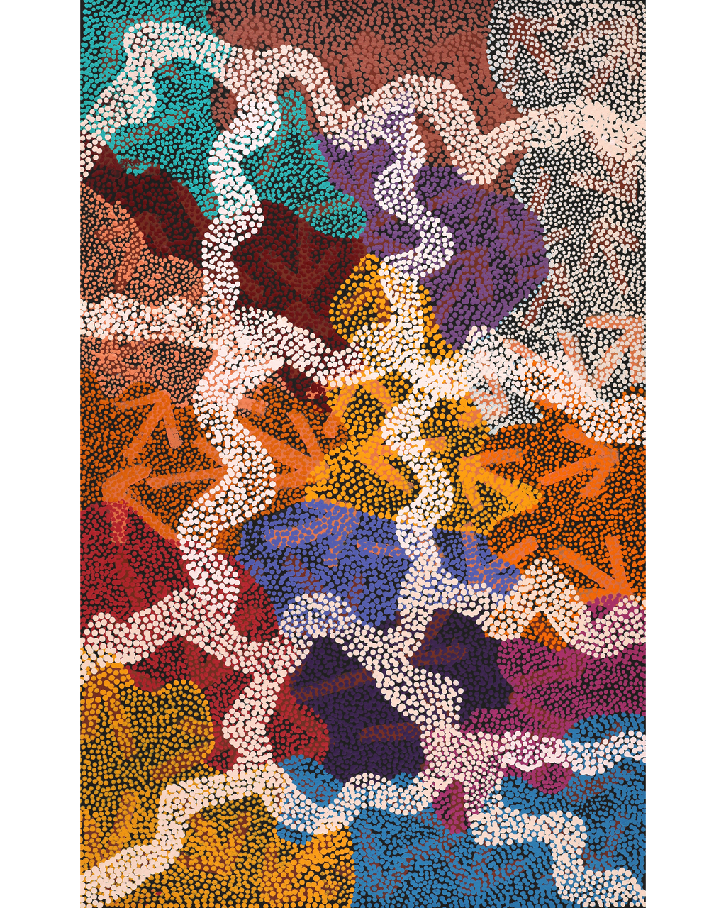 Aboriginal Artwork by Margaret Nangala Gallagher, Yankirri Jukurrpa (Emu Dreaming), 122x76cm