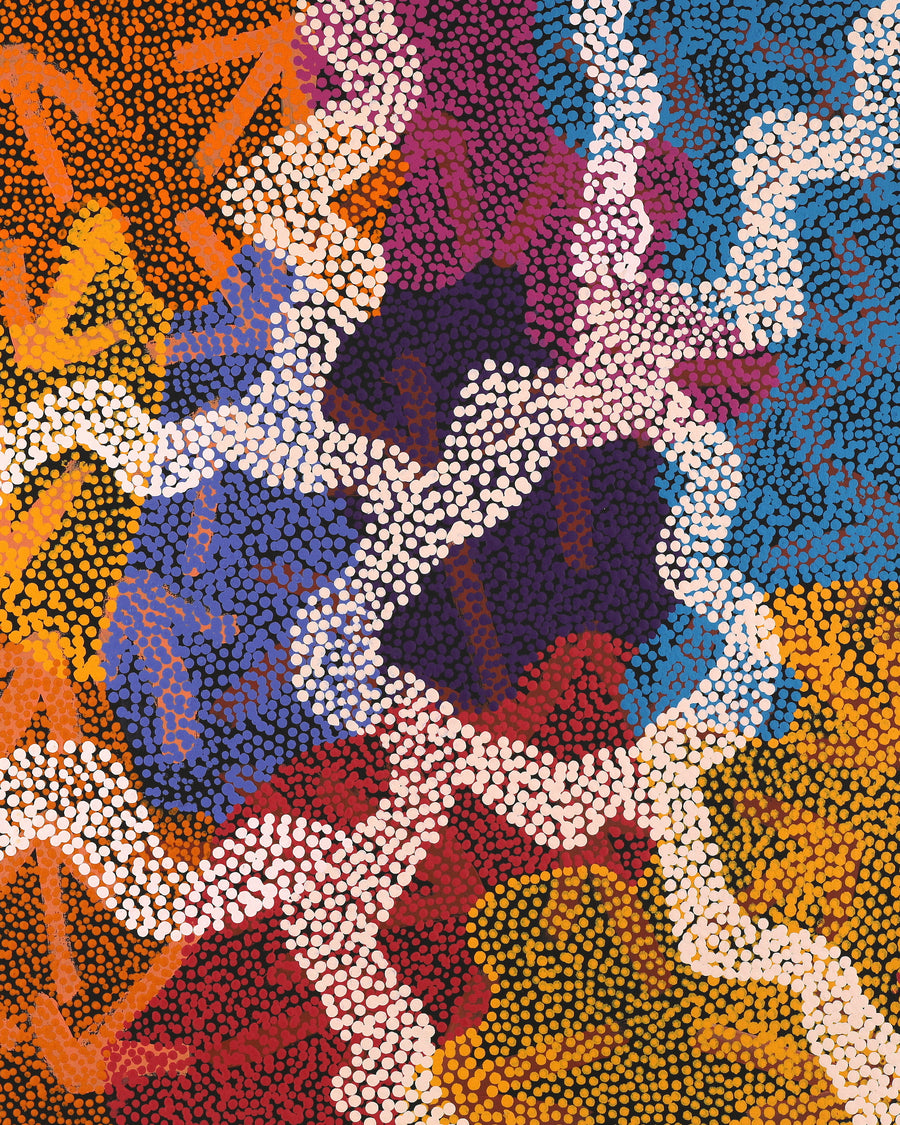 Aboriginal Artwork by Margaret Nangala Gallagher, Yankirri Jukurrpa (Emu Dreaming), 122x76cm