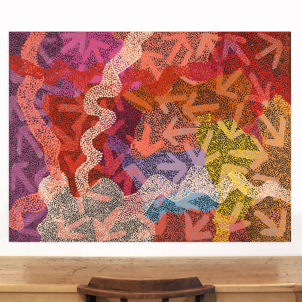 Aboriginal Artwork by Margaret Nangala Gallagher, Yankirri Jukurrpa (Emu Dreaming), 122x91cm