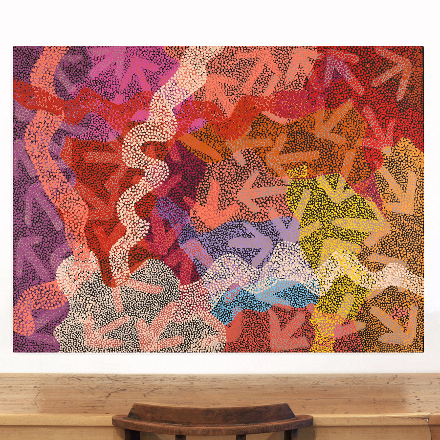 Aboriginal Artwork by Margaret Nangala Gallagher, Yankirri Jukurrpa (Emu Dreaming), 122x91cm