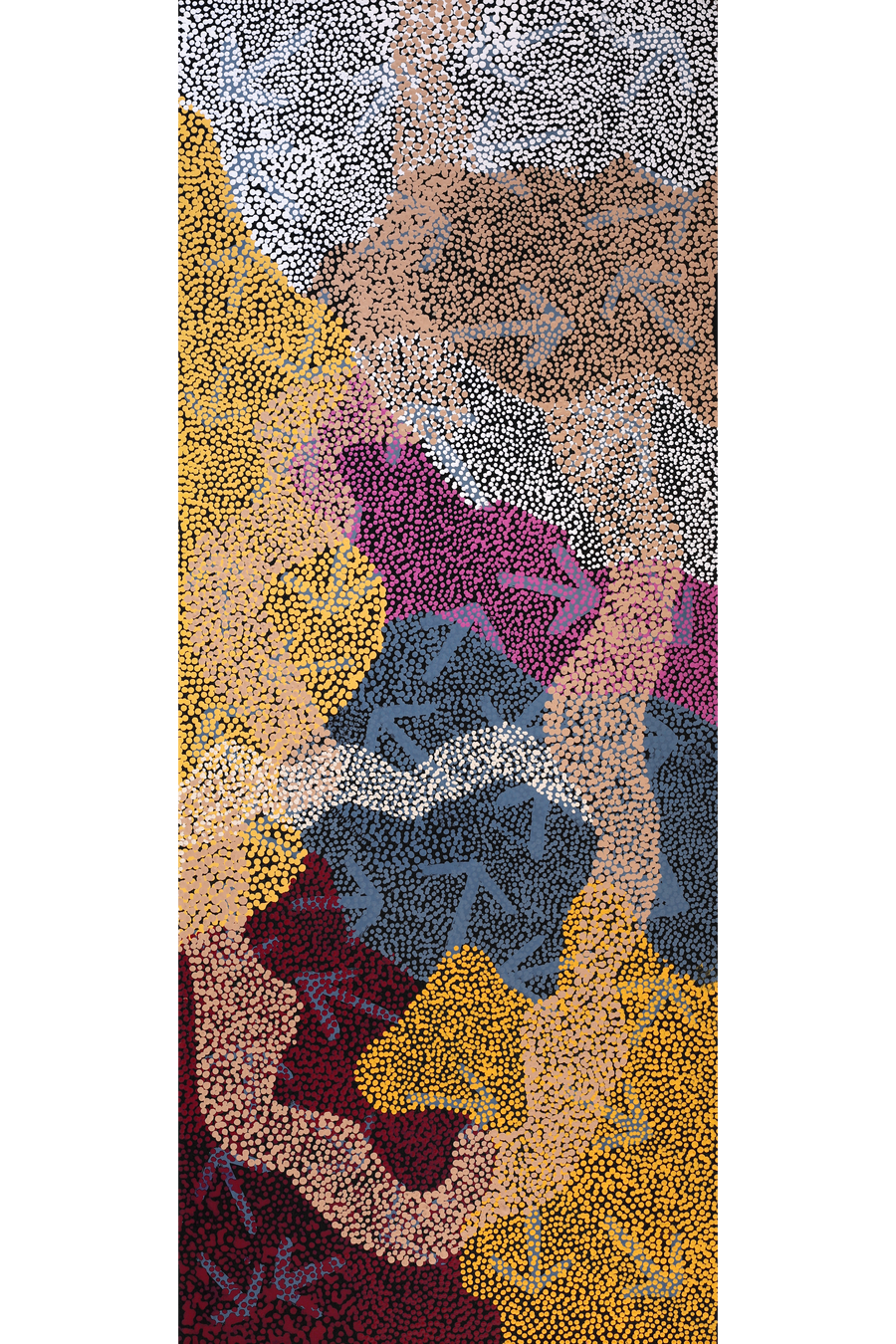 Aboriginal Artwork by Margaret Nangala Gallagher, Yankirri Jukurrpa (Emu Dreaming), 152x61cm