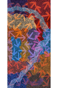 Aboriginal Artwork by Margaret Nangala Gallagher, Yankirri Jukurrpa (Emu Dreaming), 153x76cm