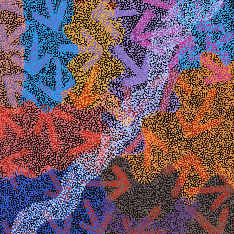 Aboriginal Artwork by Margaret Nangala Gallagher, Yankirri Jukurrpa (Emu Dreaming), 153x76cm
