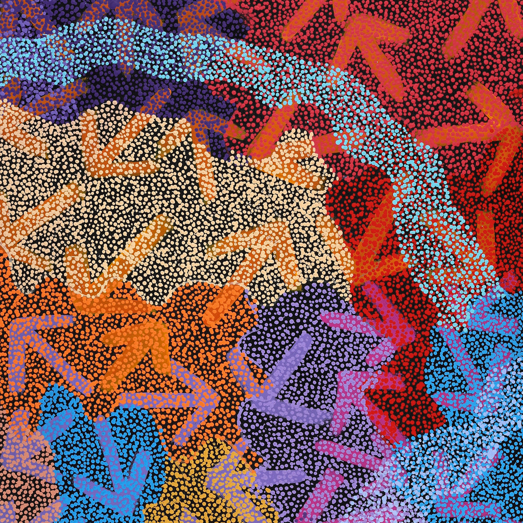 Aboriginal Art by Margaret Nangala Gallagher, Yankirri Jukurrpa (Emu Dreaming), 153x76cm - ART ARK®