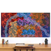 Aboriginal Art by Margaret Nangala Gallagher, Yankirri Jukurrpa (Emu Dreaming), 153x76cm - ART ARK®