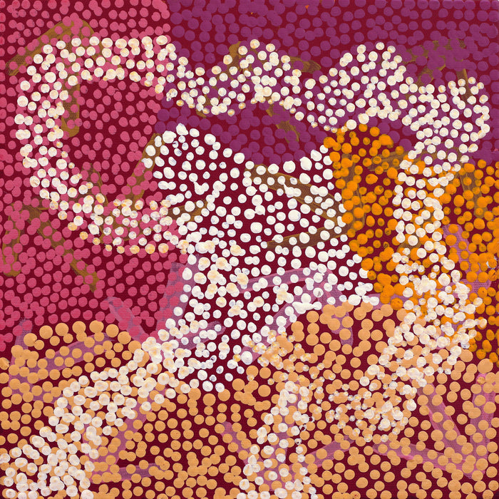 Aboriginal Art by Margaret Nangala Gallagher, Yankirri Jukurrpa (Emu Dreaming) - Ngarlikurlangu, 30x30cm - ART ARK®