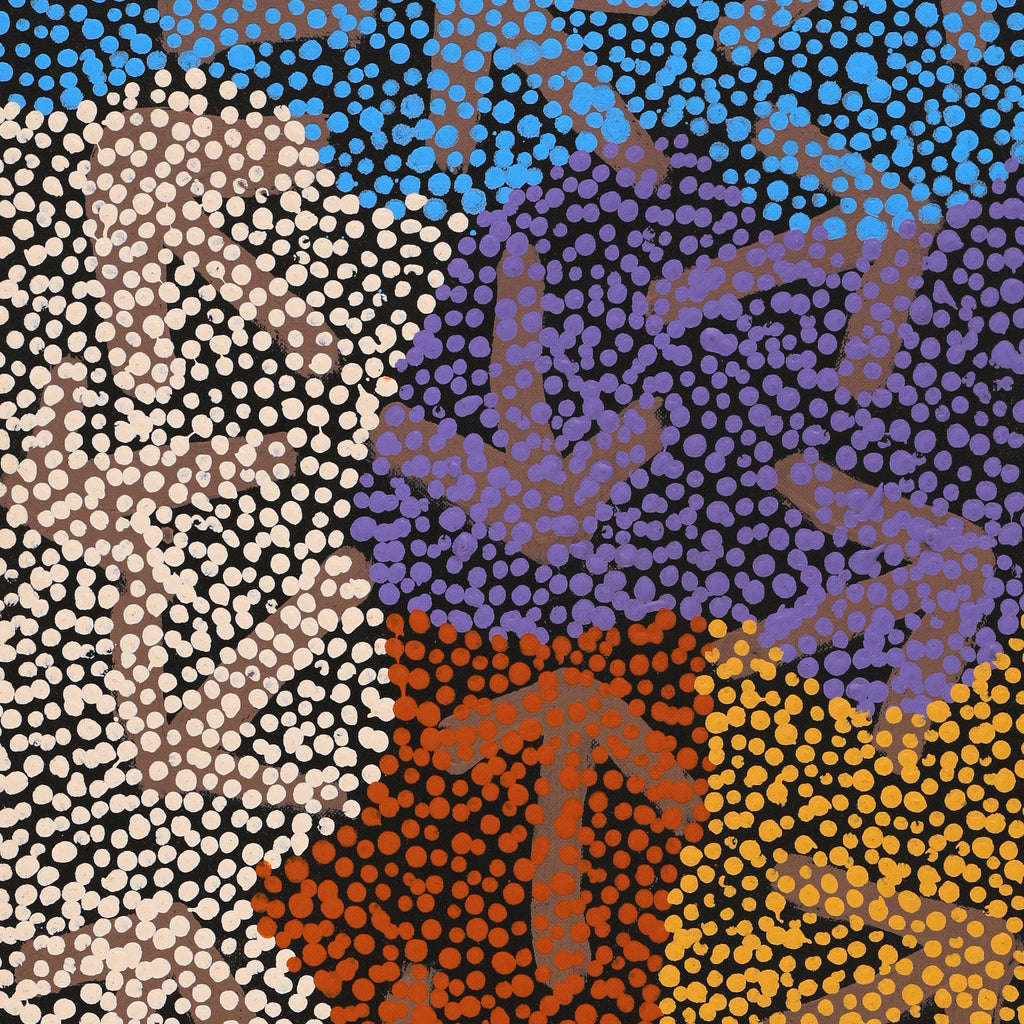 Aboriginal Artwork by Margaret Nangala Gallagher, Yankirri Jukurrpa (Emu Dreaming), 76x30cm