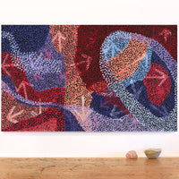 Aboriginal Artwork by Margaret Nangala Gallagher, Yankirri Jukurrpa (Emu Dreaming), 76x46cm