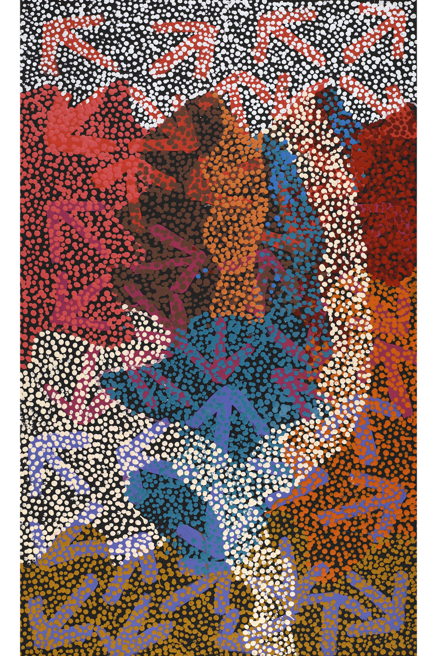 Aboriginal Artwork by Margaret Nangala Gallagher, Yankirri Jukurrpa (Emu Dreaming), 76x46cm