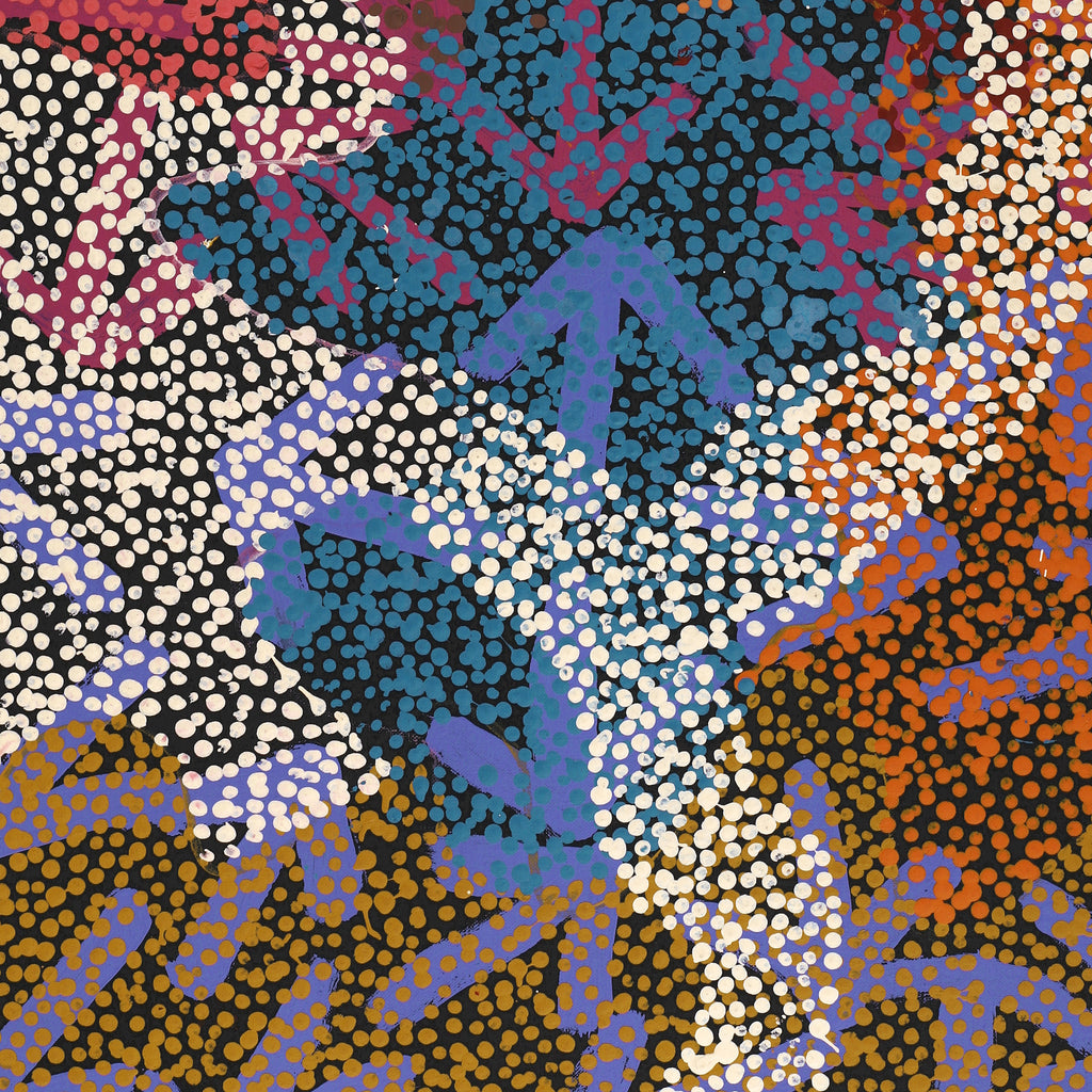 Aboriginal Artwork by Margaret Nangala Gallagher, Yankirri Jukurrpa (Emu Dreaming), 76x46cm
