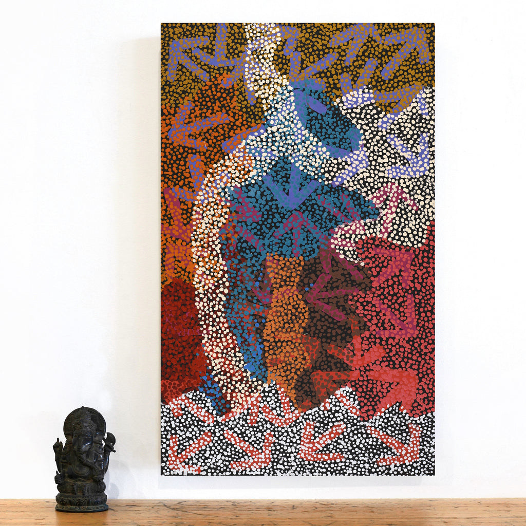 Aboriginal Artwork by Margaret Nangala Gallagher, Yankirri Jukurrpa (Emu Dreaming), 76x46cm