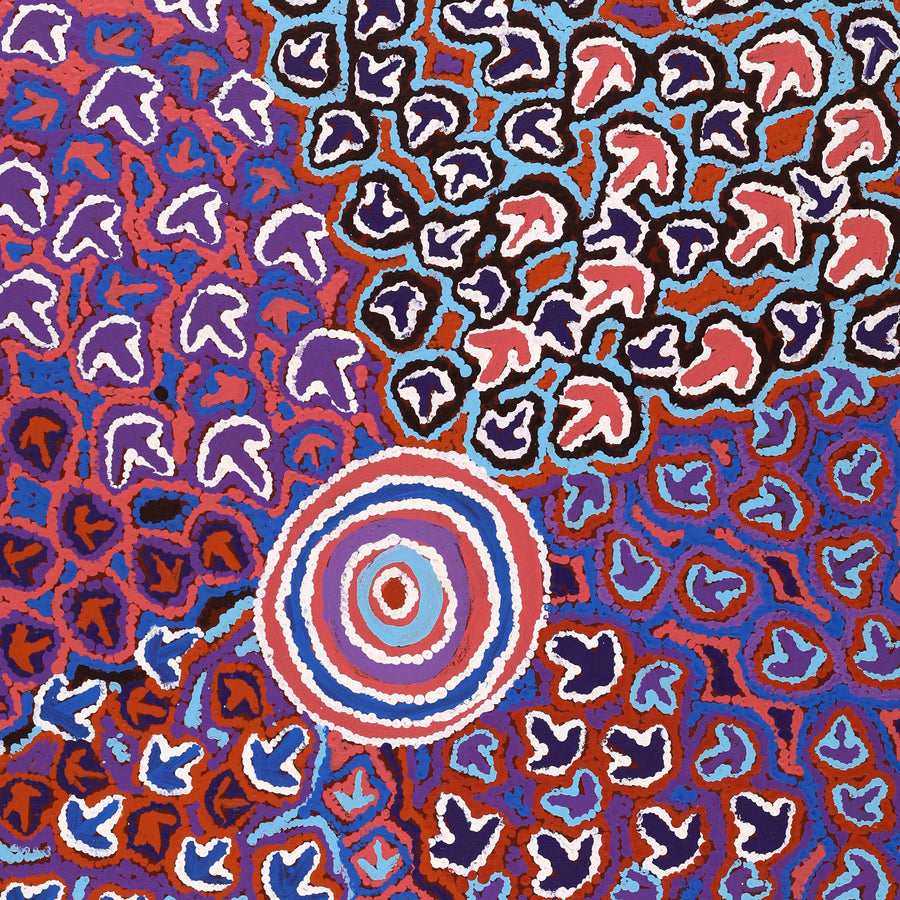 Aboriginal Artwork by Margaret Nangala Gallagher, Yankirri Jukurrpa (Emu Dreaming), 76x61cm