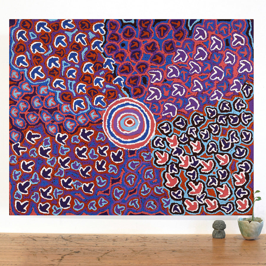 Aboriginal Artwork by Margaret Nangala Gallagher, Yankirri Jukurrpa (Emu Dreaming), 76x61cm