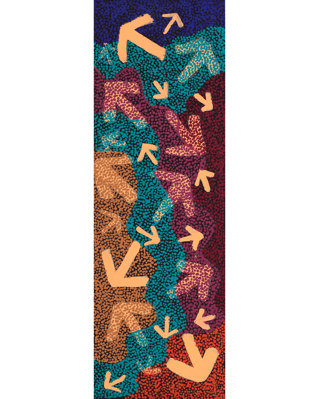 Aboriginal Artwork by Margaret Nangala Gallagher, Yankirri Jukurrpa (Emu Dreaming), 91x30cm