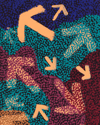 Aboriginal Artwork by Margaret Nangala Gallagher, Yankirri Jukurrpa (Emu Dreaming), 91x30cm