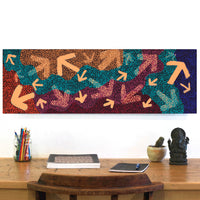 Aboriginal Artwork by Margaret Nangala Gallagher, Yankirri Jukurrpa (Emu Dreaming), 91x30cm