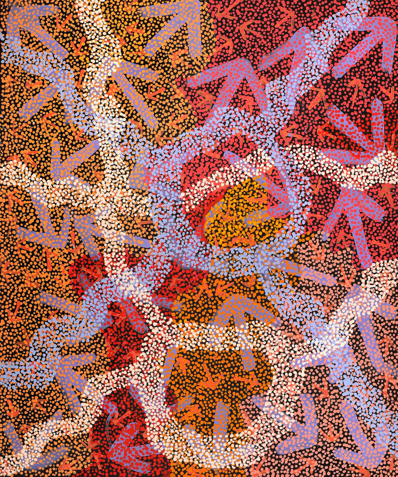 Aboriginal Artwork by Margaret Nangala Gallagher, Yankirri Jukurrpa (Emu Dreaming), 91x76cm