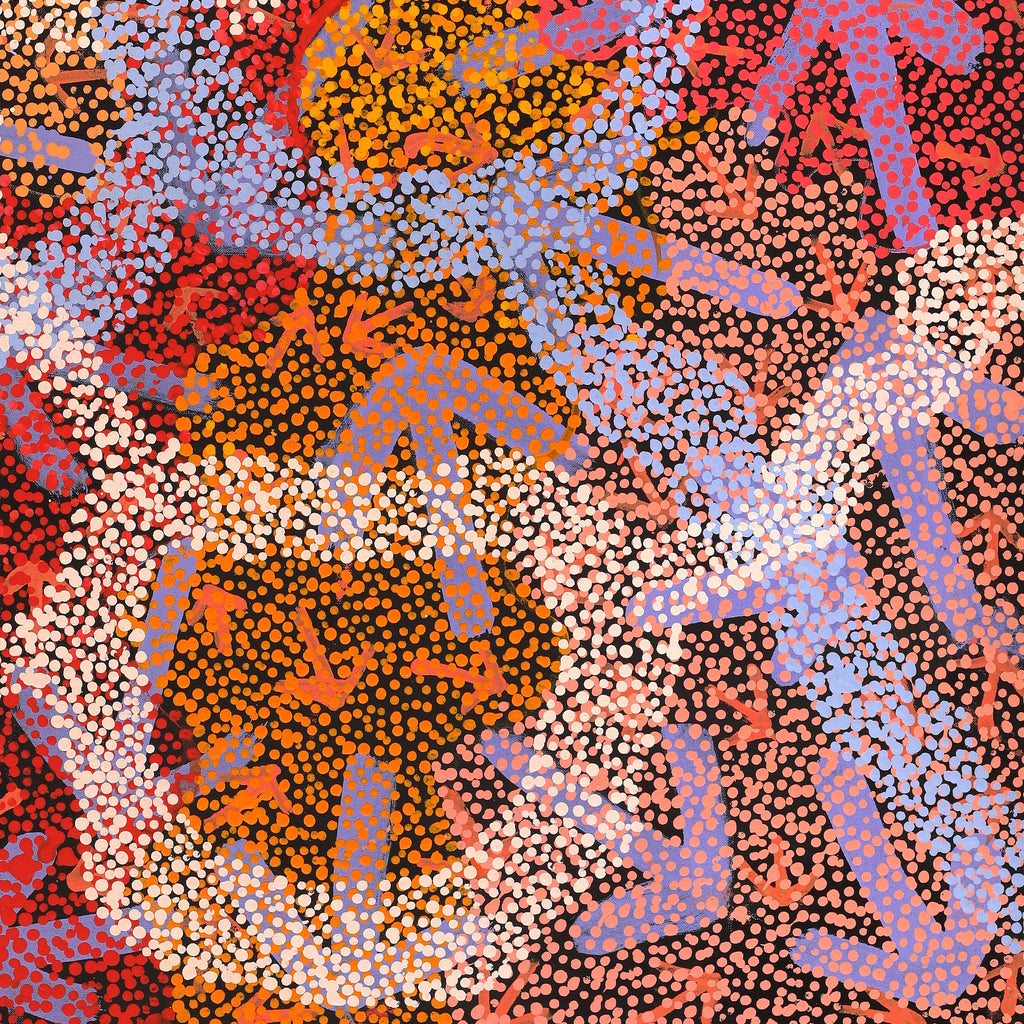 Aboriginal Artwork by Margaret Nangala Gallagher, Yankirri Jukurrpa (Emu Dreaming), 91x76cm