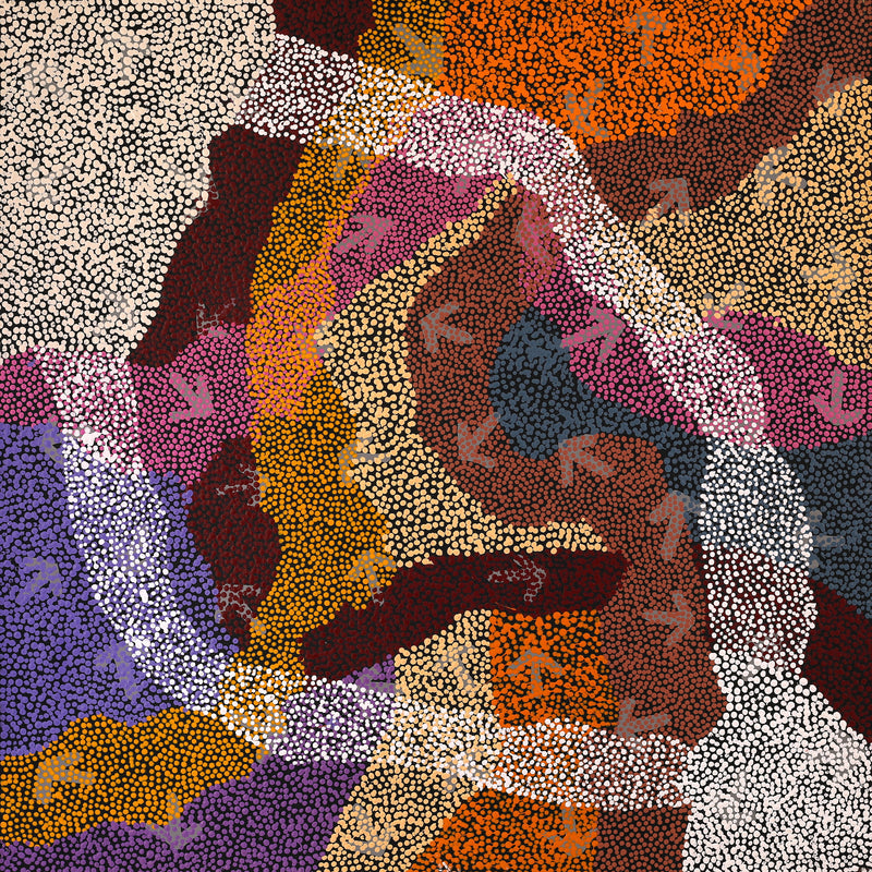 Aboriginal Artwork by Margaret Nangala Gallagher, Yankirri Jukurrpa (Emu Dreaming), 91x91cm