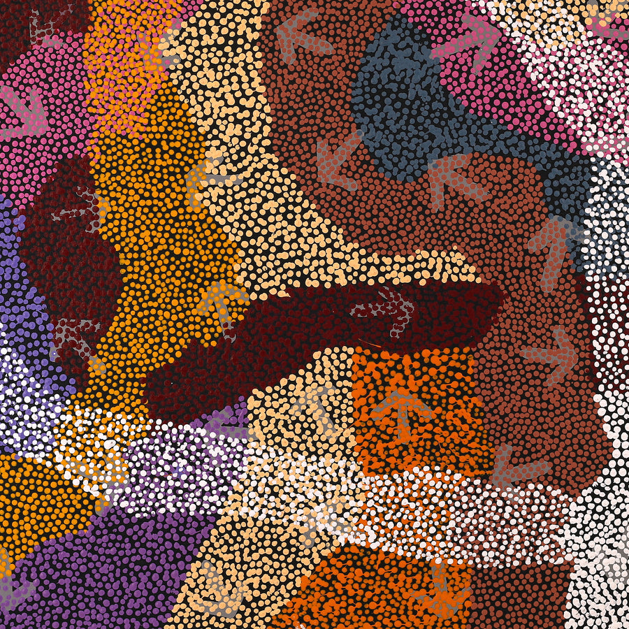 Aboriginal Artwork by Margaret Nangala Gallagher, Yankirri Jukurrpa (Emu Dreaming), 91x91cm