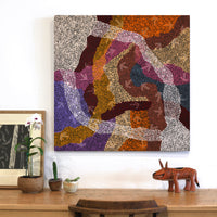 Aboriginal Artwork by Margaret Nangala Gallagher, Yankirri Jukurrpa (Emu Dreaming), 91x91cm