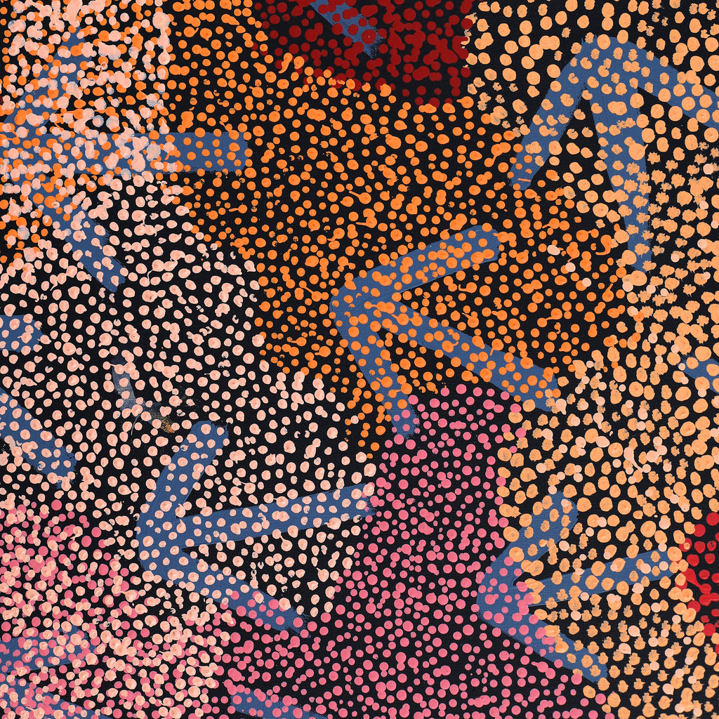 Aboriginal Artwork by Margaret Nangala Gallagher, Yankirri Jukurrpa (Emu Dreaming), 183x61cm