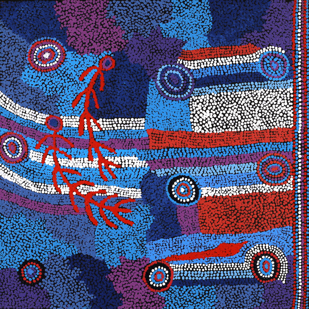 Aboriginal Art by Margaret Napangardi Lewis, Mina Mina Dreaming, 61x61cm - ART ARK®