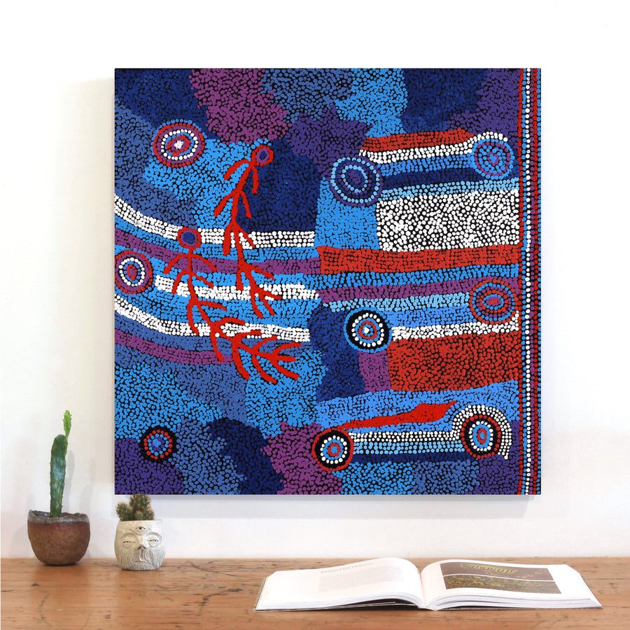 Aboriginal Artwork by Margaret Napangardi Lewis, Mina Mina Dreaming, 61x61cm