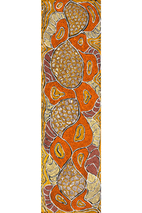 Aboriginal Artwork by Margarina Napanangka Miller, Lukarrara Jukurrpa, 107x30cm