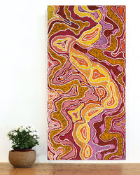 Aboriginal Artwork by Margarina Napanangka Miller, Lukarrara Jukurrpa, 91x46cm