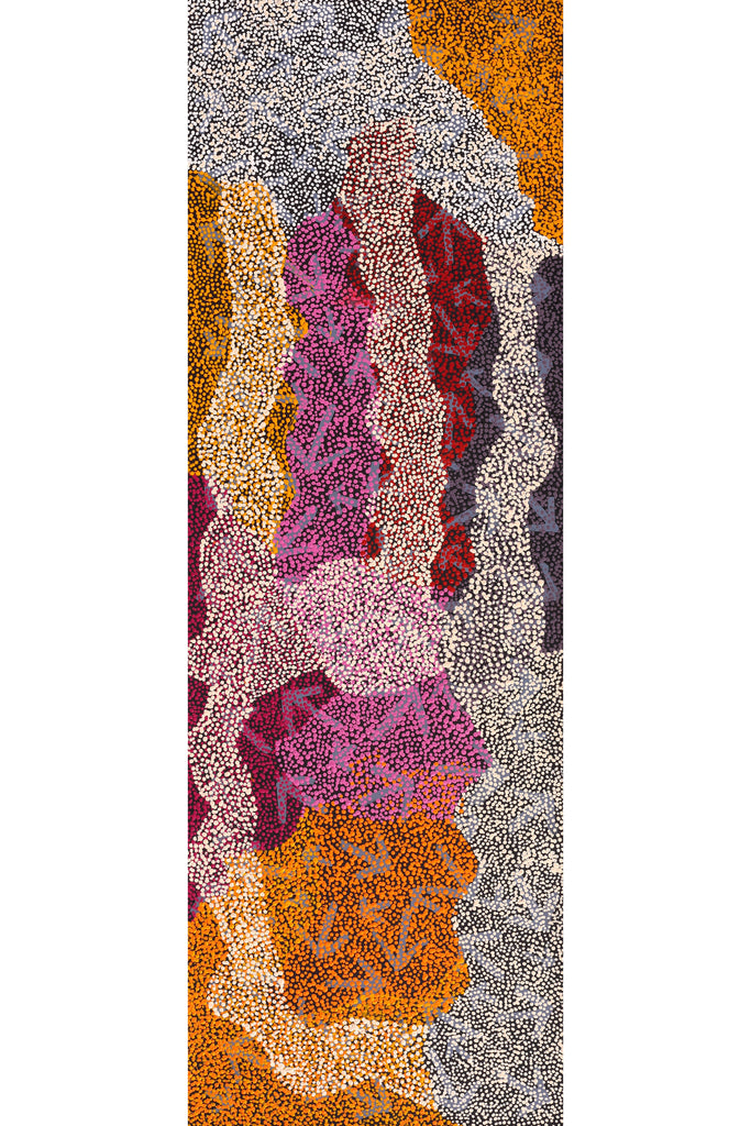 Aboriginal Artwork by Margaret Nangala Gallagher, Yankirri Jukurrpa (Emu Dreaming), 183x61cm