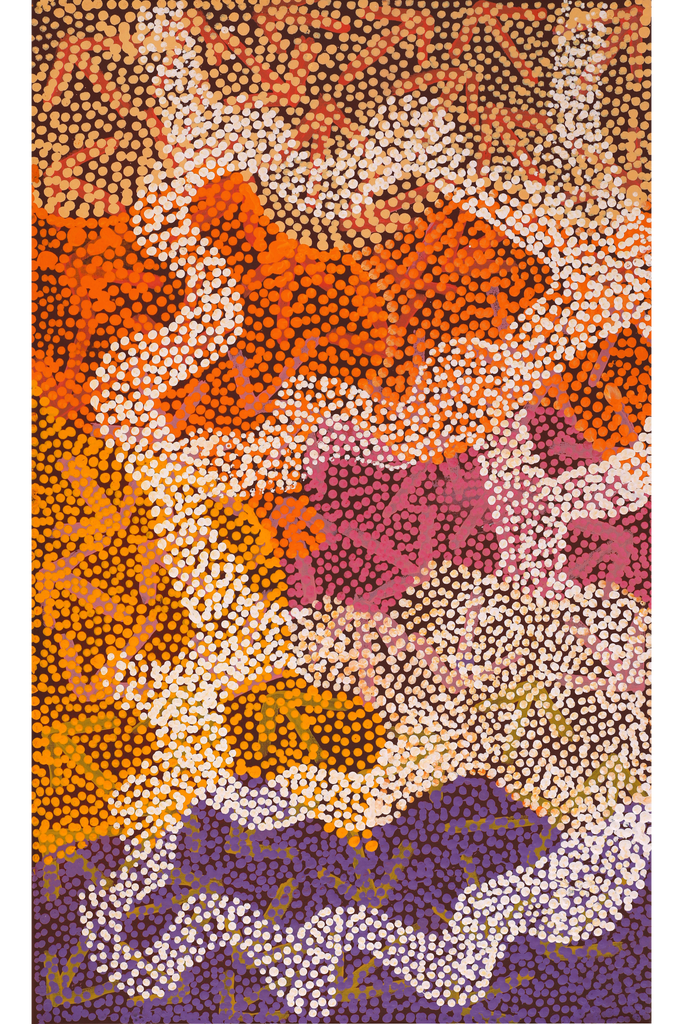 Aboriginal Art by Margaret Nangala Gallagher, Yankirri Jukurrpa (Emu Dreaming), 76x46cm - ART ARK®