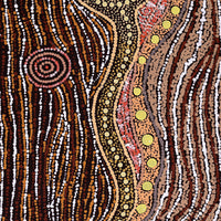 Aboriginal Artwork by Maria Nampijinpa Brown, Pamapardu Jukurrpa (Flying Ant Dreaming) - Warntungurru, 122x46cm
