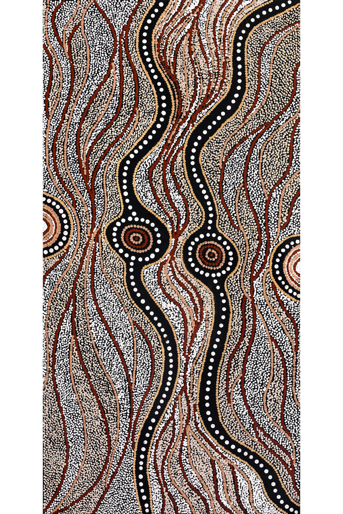 Aboriginal Artwork by Maria Nampijinpa Brown, Pamapardu Jukurrpa (Flying Ant Dreaming) - Warntungurru, 122x61cm - ART ARK®