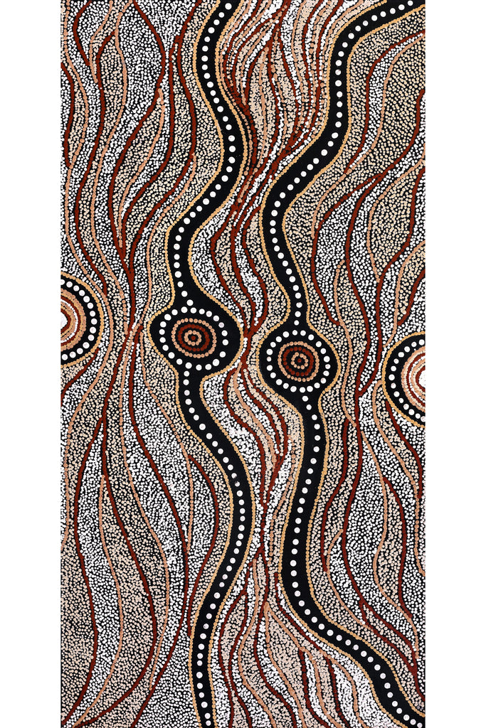 Aboriginal Artwork by Maria Nampijinpa Brown, Pamapardu Jukurrpa (Flying Ant Dreaming) - Warntungurru, 122x61cm