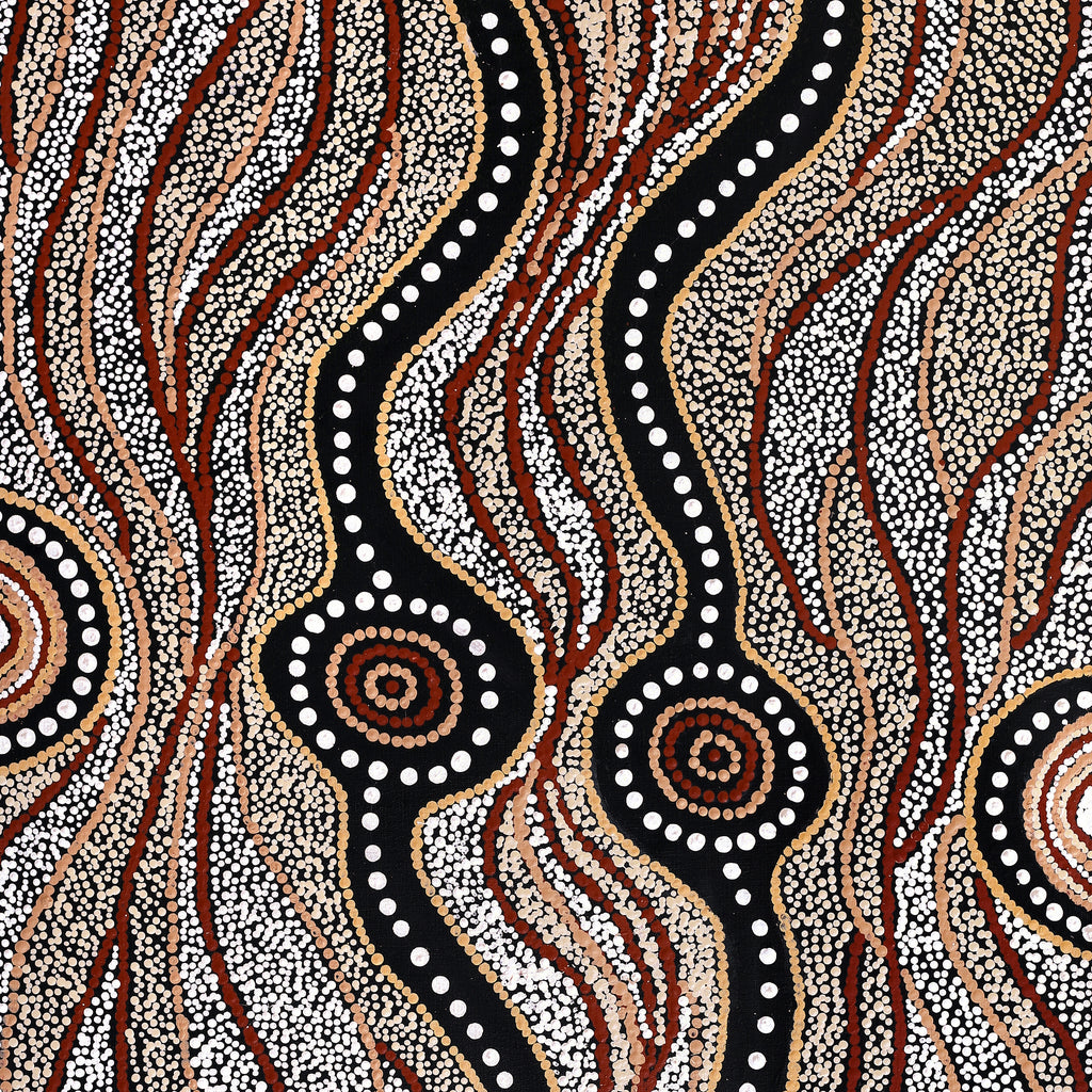 Aboriginal Artwork by Maria Nampijinpa Brown, Pamapardu Jukurrpa (Flying Ant Dreaming) - Warntungurru, 122x61cm