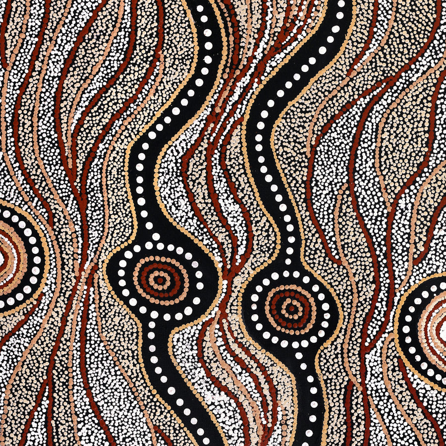 Aboriginal Artwork by Maria Nampijinpa Brown, Pamapardu Jukurrpa (Flying Ant Dreaming) - Warntungurru, 122x61cm