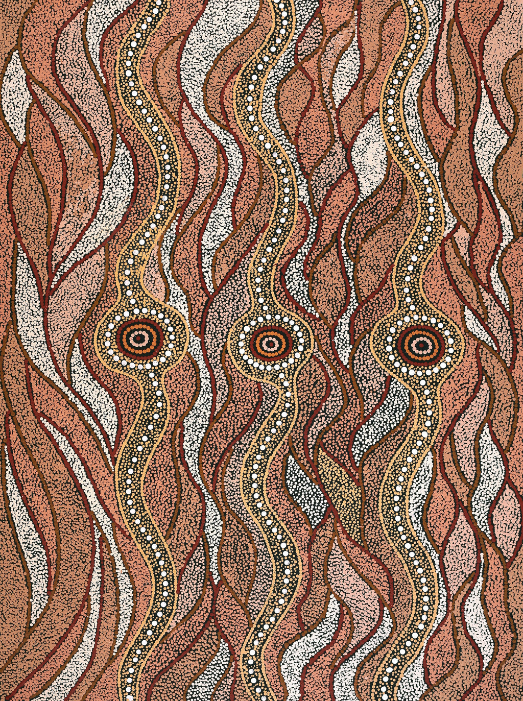Aboriginal Artwork by Maria Nampijinpa Brown, Pamapardu Jukurrpa (Flying Ant Dreaming) - Warntungurru, 122x91cm