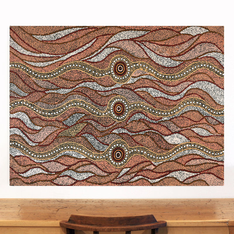 Aboriginal Artwork by Maria Nampijinpa Brown, Pamapardu Jukurrpa (Flying Ant Dreaming) - Warntungurru, 122x91cm