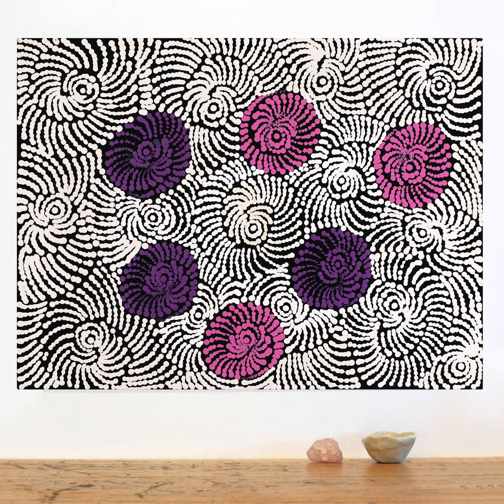 Aboriginal Artwork by Maria Nampijinpa Brown, Pamapardu Jukurrpa (Flying Ant Dreaming) - Warntungurru, 61x46cm