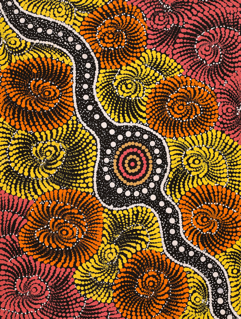 Aboriginal Artwork by Maria Nampijinpa Brown, Pamapardu Jukurrpa (Flying Ant Dreaming) - Warntungurru, 61x46cm