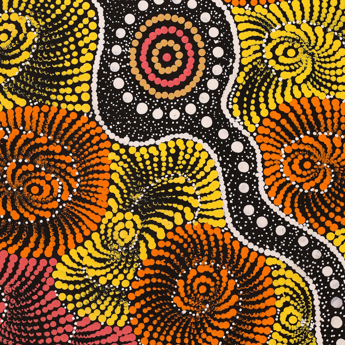 Aboriginal Art by Maria Nampijinpa Brown, Pamapardu Jukurrpa (Flying Ant Dreaming) - Warntungurru, 61x46cm - ART ARK®