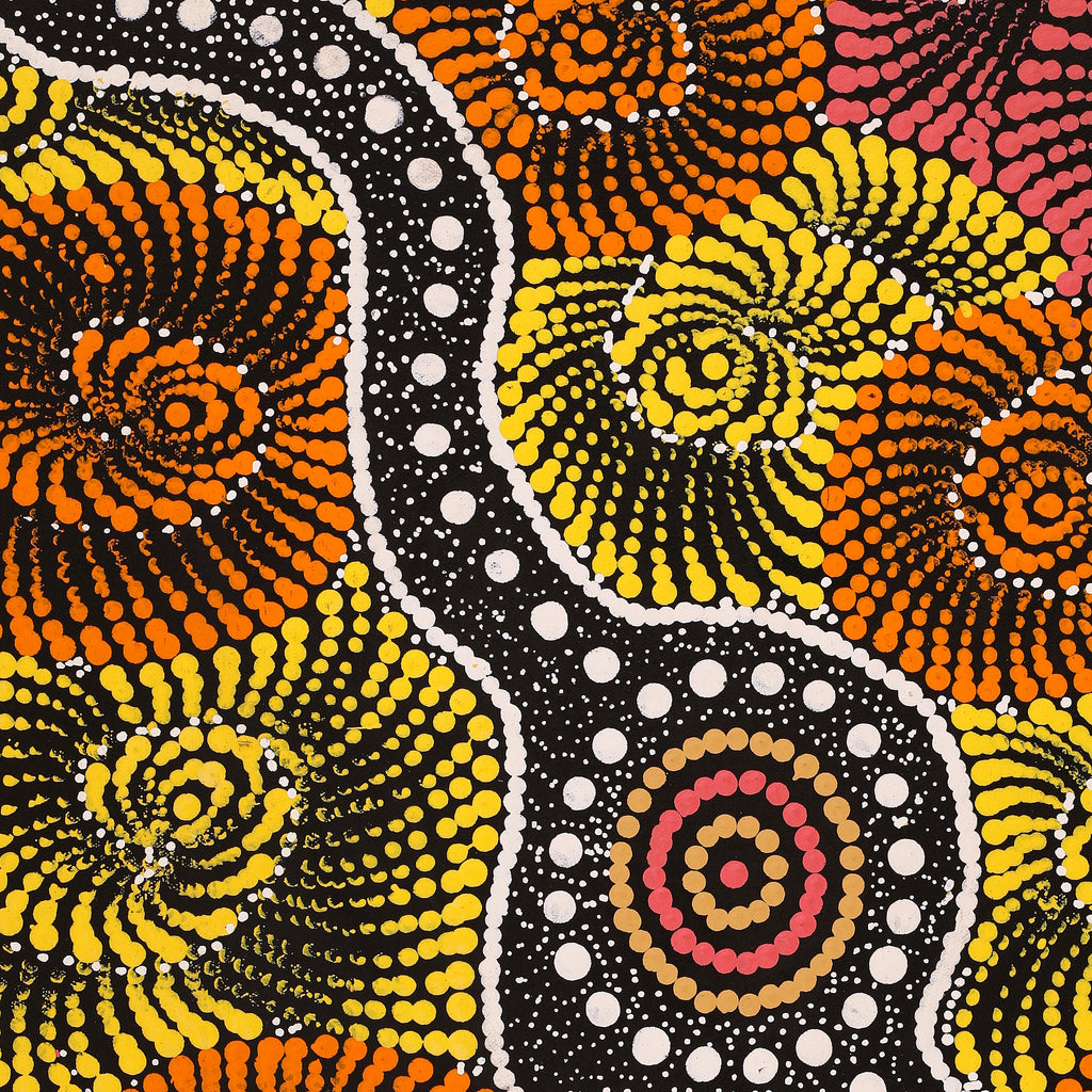 Aboriginal Art by Maria Nampijinpa Brown, Pamapardu Jukurrpa (Flying Ant Dreaming) - Warntungurru, 61x46cm - ART ARK®