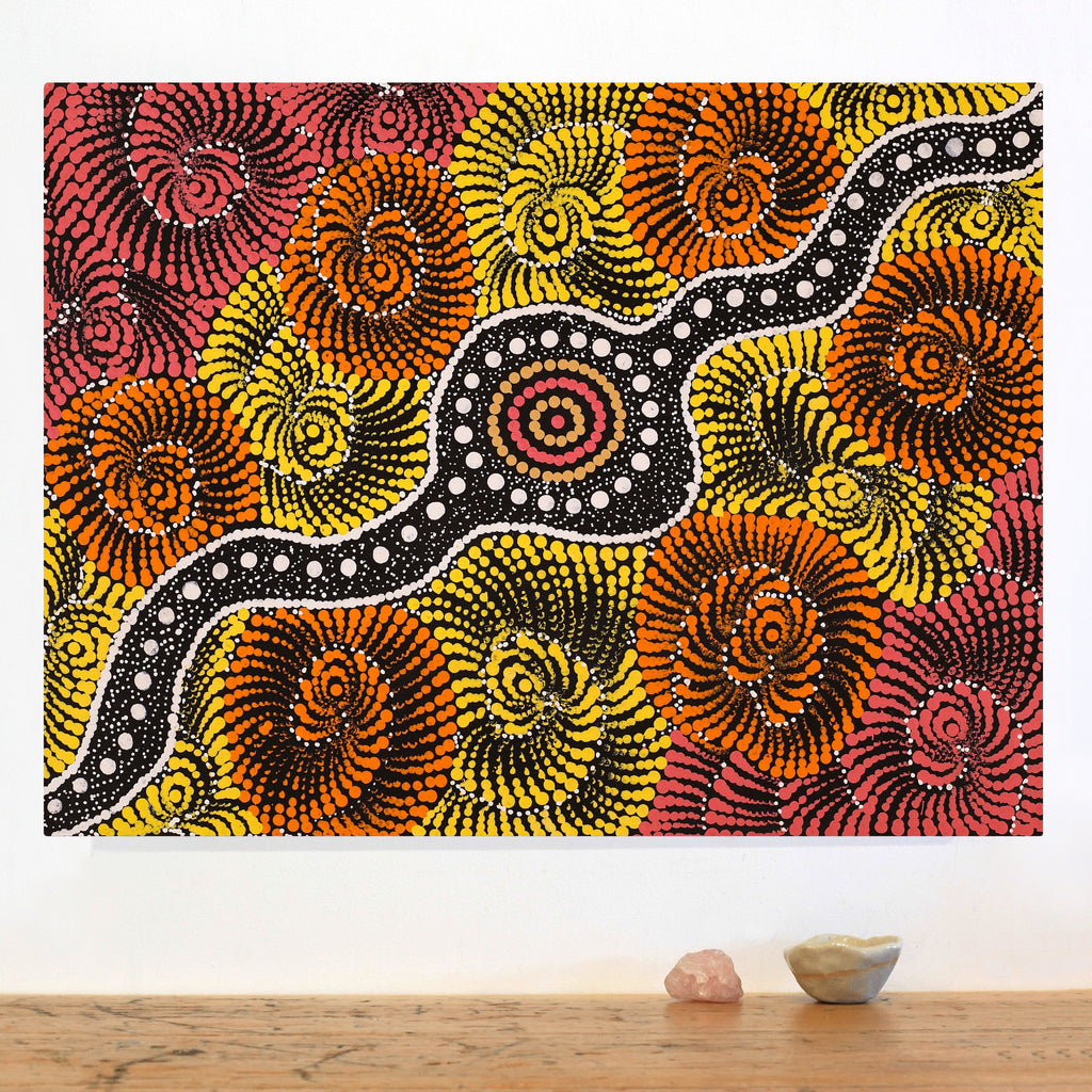 Aboriginal Artwork by Maria Nampijinpa Brown, Pamapardu Jukurrpa (Flying Ant Dreaming) - Warntungurru, 61x46cm