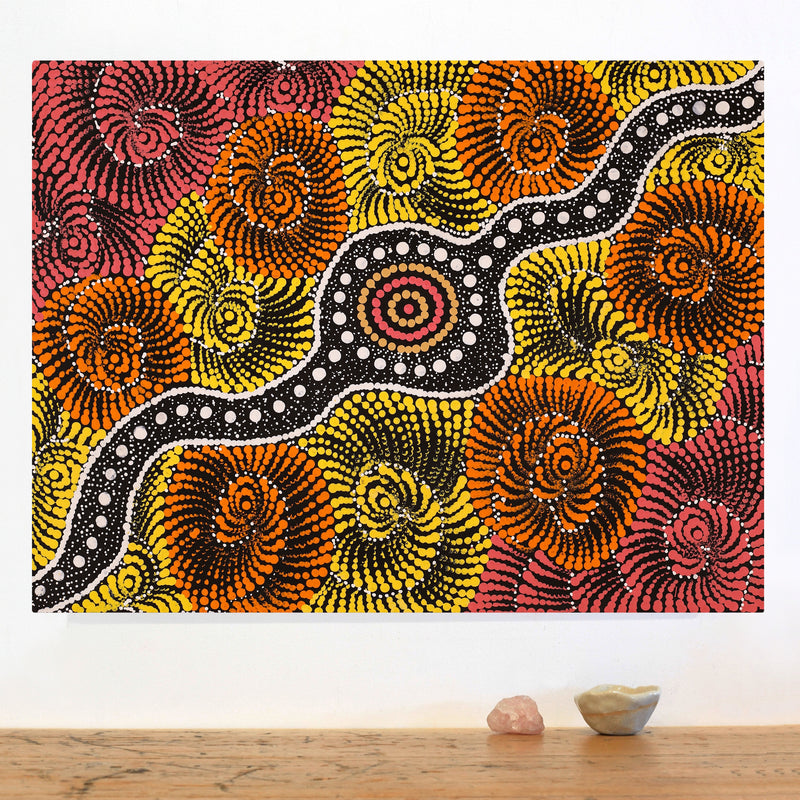 Aboriginal Artwork by Maria Nampijinpa Brown, Pamapardu Jukurrpa (Flying Ant Dreaming) - Warntungurru, 61x46cm