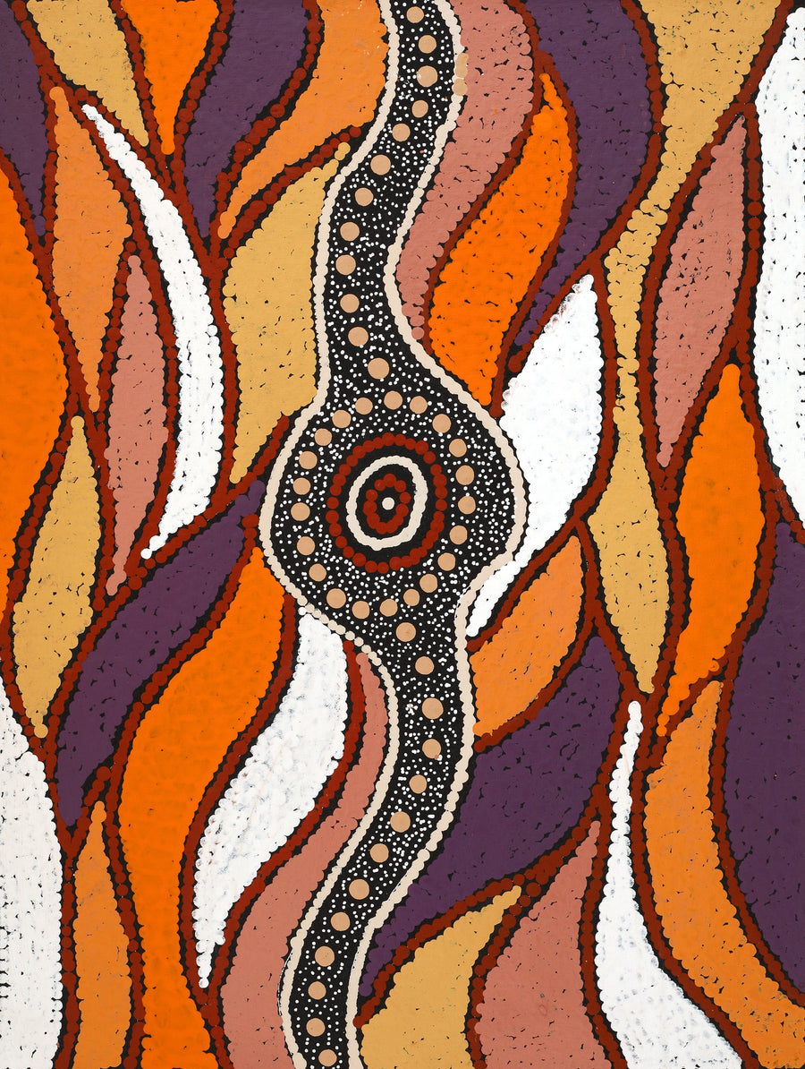 Aboriginal Artwork by Maria Nampijinpa Brown, Pamapardu Jukurrpa (Flying Ant Dreaming) - Warntungurru, 61x46cm