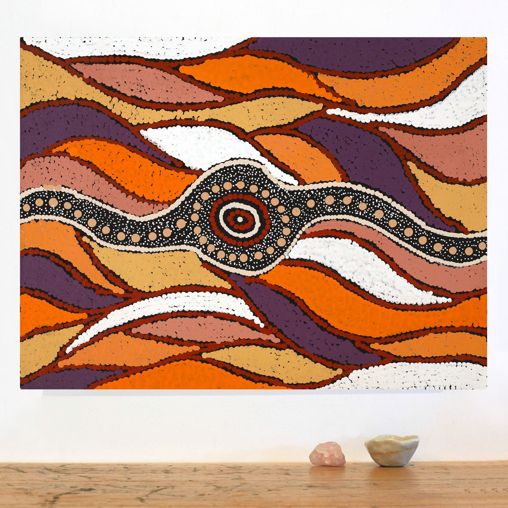 Aboriginal Art by Maria Nampijinpa Brown, Pamapardu Jukurrpa (Flying Ant Dreaming) - Warntungurru, 61x46cm - ART ARK®