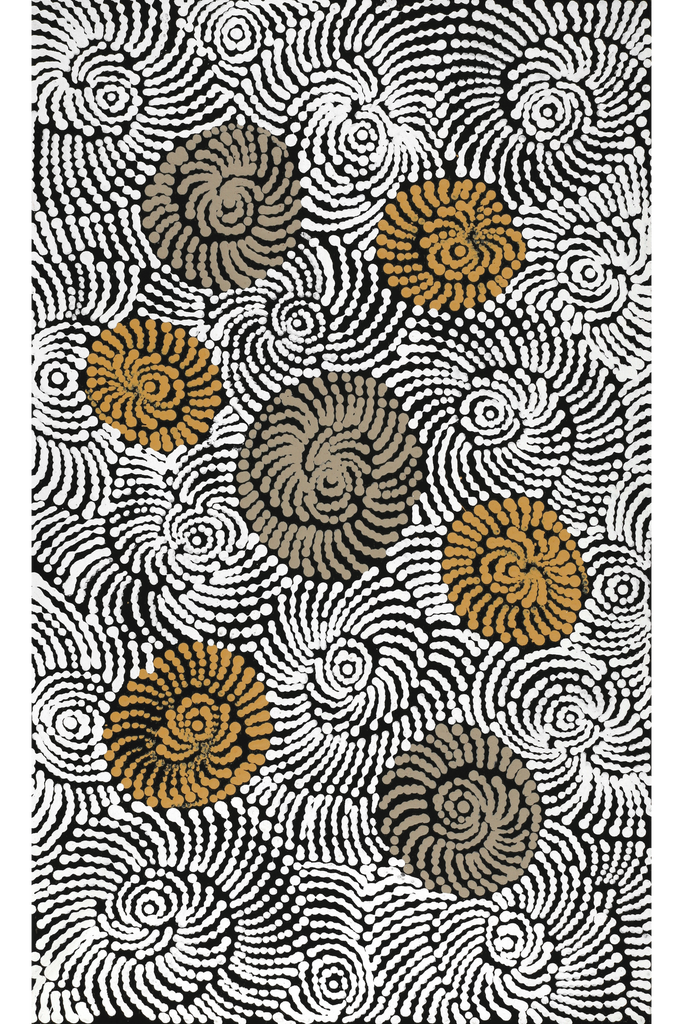 Aboriginal Art by Maria Nampijinpa Brown, Pamapardu Jukurrpa (Flying Ant Dreaming) - Warntungurru, 76x46cm - ART ARK®